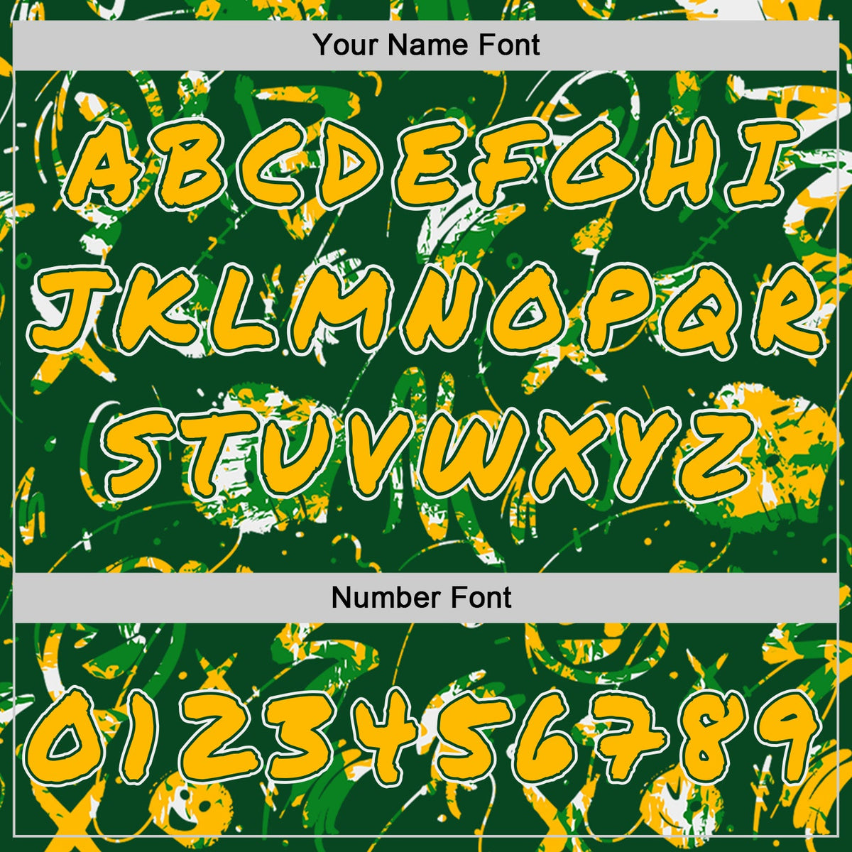 Custom Graffiti Pattern Gold Green-White Emoji Brush Stroke Splatter Pullover Sweatshirt Hoodie