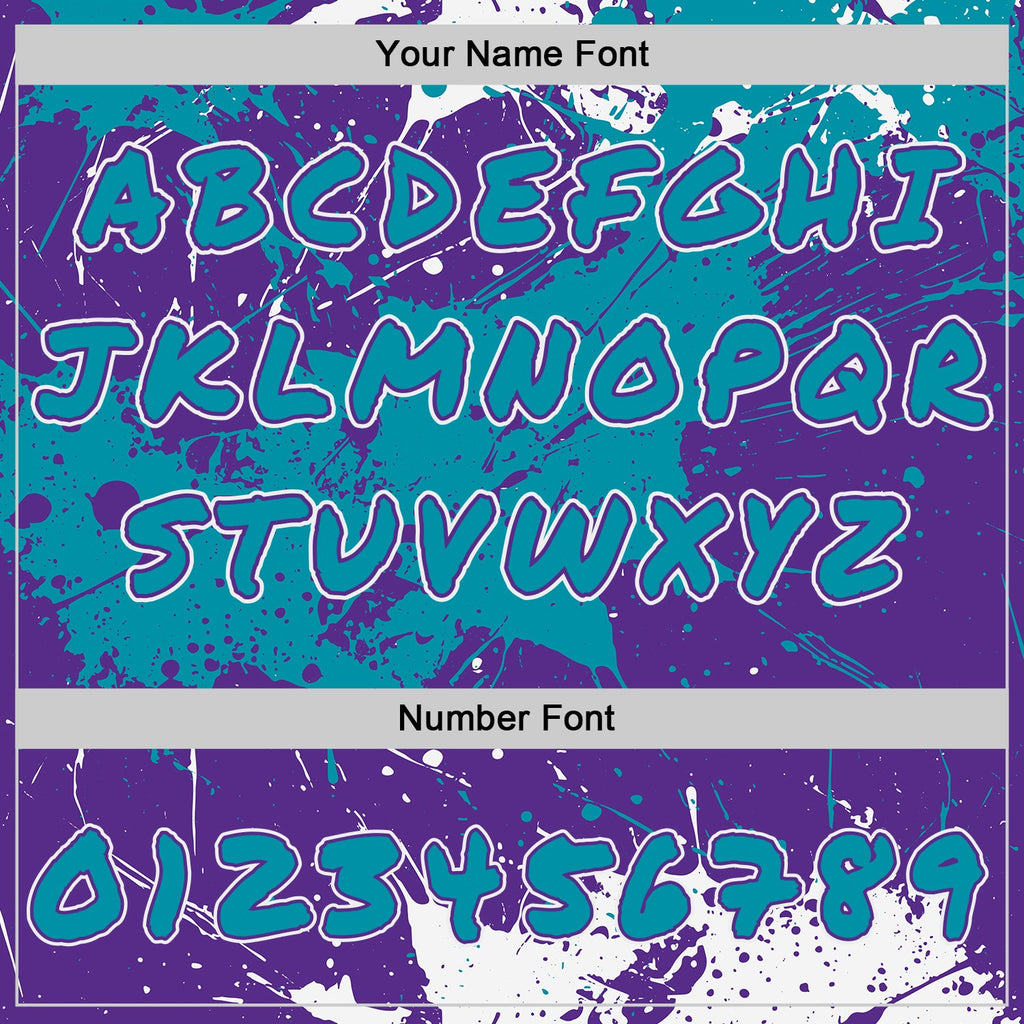 Custom Graffiti Pattern Teal Purple-White Paint Splatter Pullover Sweatshirt Hoodie