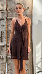 Valli Mini Dress - Chocolate