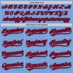 Custom Light Blue Red-Navy Split Ripped Pattern Baseball Pullover Sweatshirt Hoodie