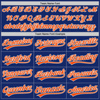 Custom Royal Orange-White Pinstripe Split Ripped Pattern Baseball Pullover Sweatshirt Hoodie