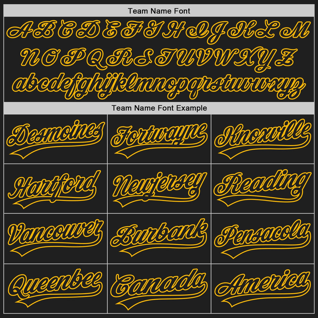 Custom Black Gold Split Ripped Pattern Baseball Pullover Sweatshirt Hoodie