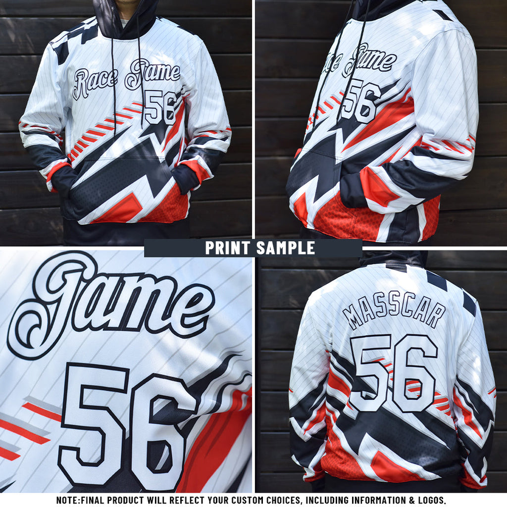 Custom Black Old Gold-White Split Ripped Pattern Baseball Pullover Sweatshirt Hoodie