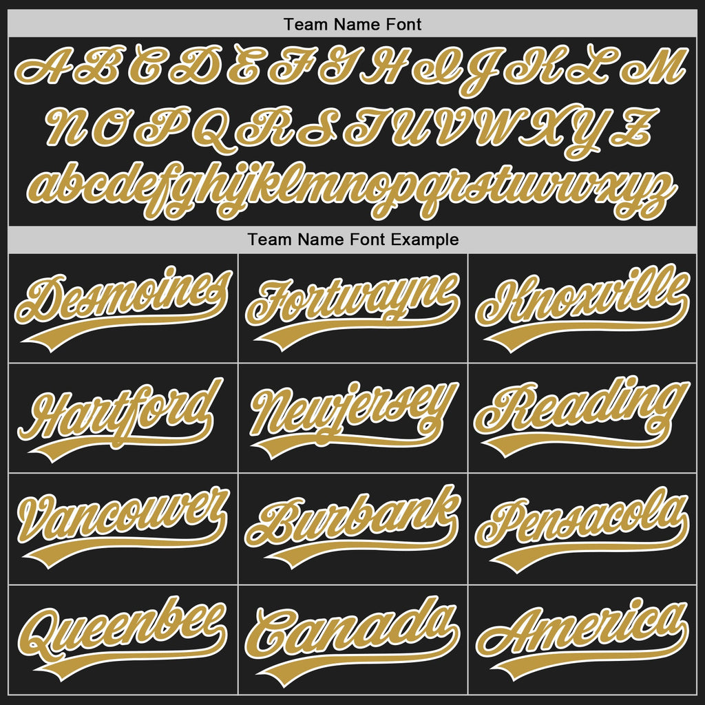 Custom Black Old Gold-White Split Ripped Pattern Baseball Pullover Sweatshirt Hoodie