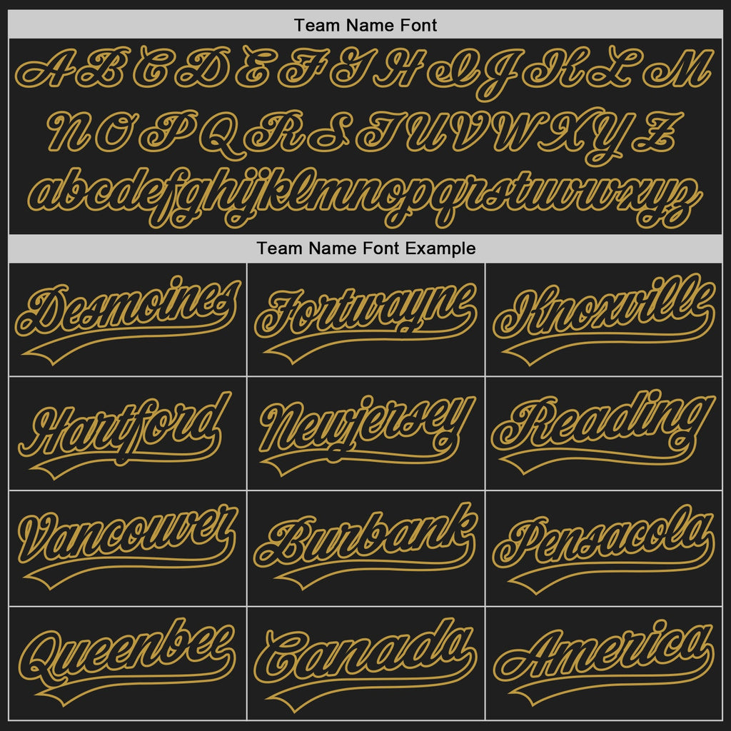 Custom Black Old Gold Split Ripped Pattern Baseball Pullover Sweatshirt Hoodie