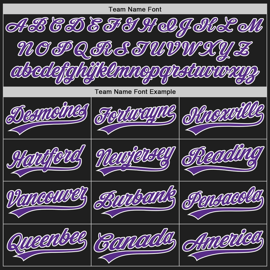 Custom Black Purple-White Split Ripped Pattern Baseball Pullover Sweatshirt Hoodie