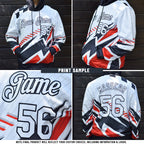 Custom Black Crimson-White Split Ripped Pattern Baseball Pullover Sweatshirt Hoodie