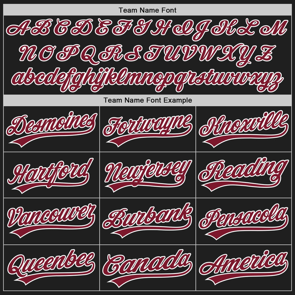 Custom Black Crimson-White Split Ripped Pattern Baseball Pullover Sweatshirt Hoodie