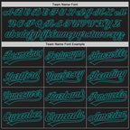 Custom Black Teal Split Ripped Pattern Baseball Pullover Sweatshirt Hoodie