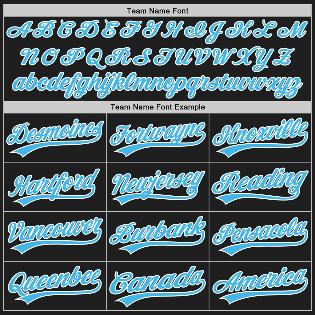 Custom Black Sky Blue-White Split Ripped Pattern Baseball Pullover Sweatshirt Hoodie