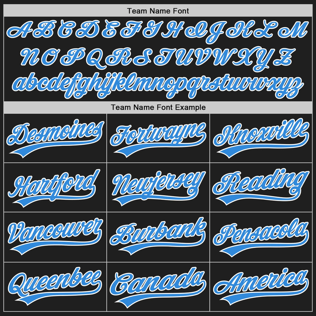 Custom Black Powder Blue-White Split Ripped Pattern Baseball Pullover Sweatshirt Hoodie