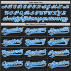 Custom Black Powder Blue-White Split Ripped Pattern Baseball Pullover Sweatshirt Hoodie