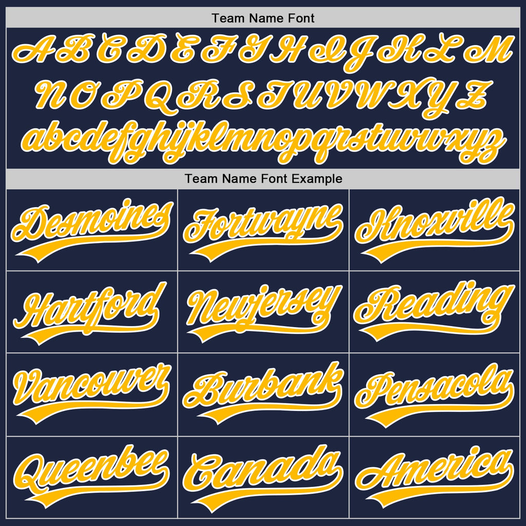 Custom Navy Gold-White Split Ripped Pattern Baseball Pullover Sweatshirt Hoodie