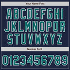 Custom Navy Teal-White Split Ripped Pattern Baseball Pullover Sweatshirt Hoodie