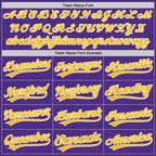 Custom Purple Gold-White Split Ripped Pattern Baseball Pullover Sweatshirt Hoodie