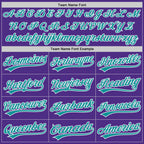 Custom Purple Teal-White Split Ripped Pattern Baseball Pullover Sweatshirt Hoodie