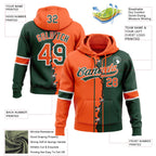 Custom Green Orange-White Split Ripped Pattern Baseball Pullover Sweatshirt Hoodie