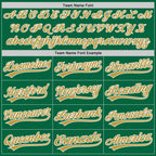 Custom Kelly Green Old Gold-White Split Ripped Pattern Baseball Pullover Sweatshirt Hoodie