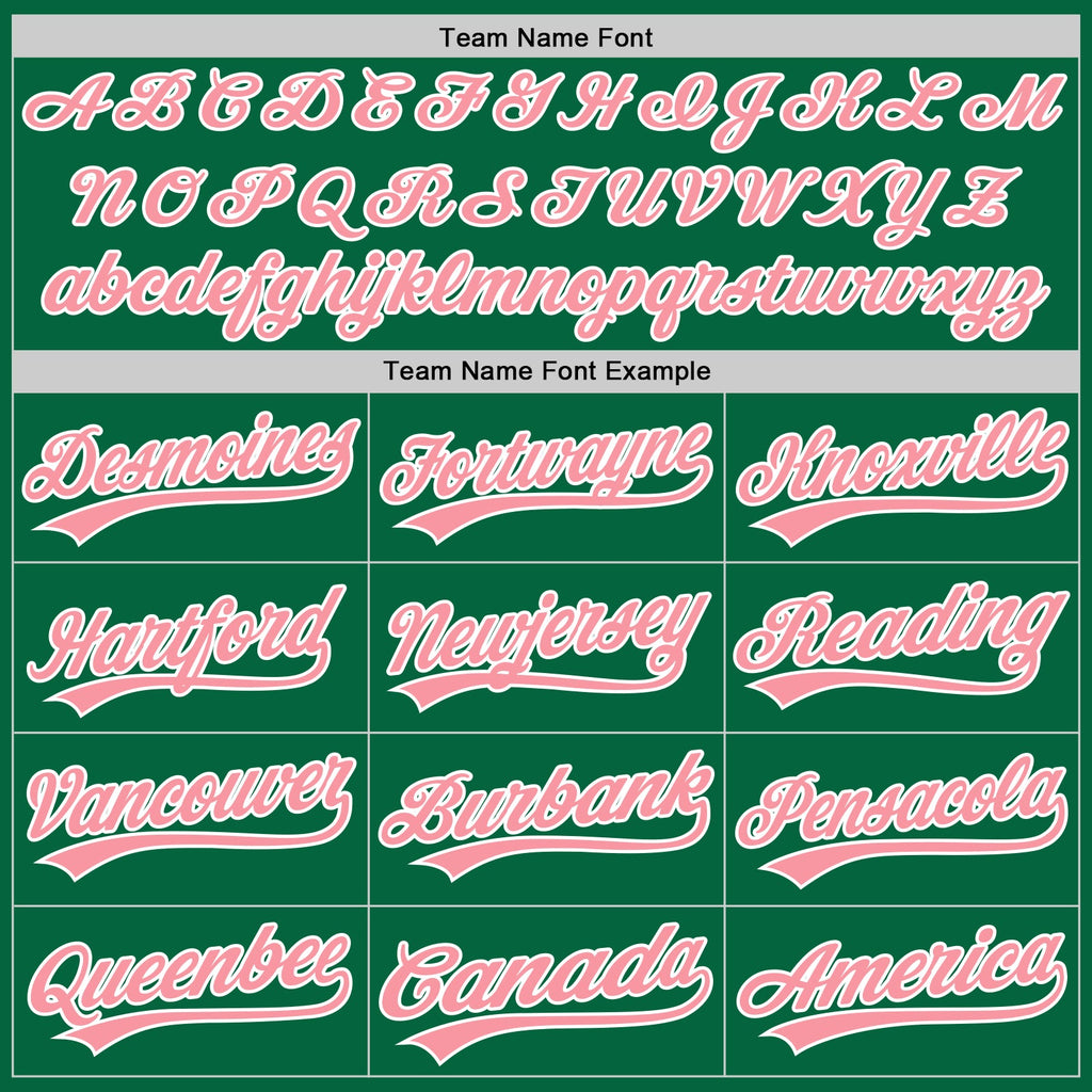 Custom Kelly Green Medium Pink-White Split Ripped Pattern Baseball Pullover Sweatshirt Hoodie