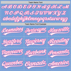 Custom Light Blue White-Pink Split Ripped Pattern Baseball Pullover Sweatshirt Hoodie