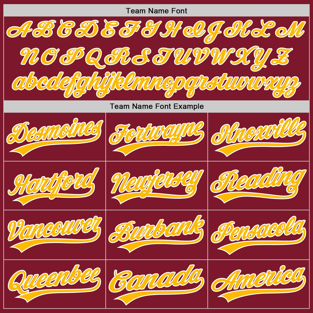 Custom Crimson Gold-White Split Ripped Pattern Baseball Pullover Sweatshirt Hoodie