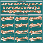 Custom Teal White-Orange Split Ripped Pattern Baseball Pullover Sweatshirt Hoodie