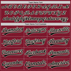 Custom Cream Crimson Pinstripe-Black Split Ripped Pattern Baseball Pullover Sweatshirt Hoodie