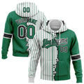 Custom White Kelly Green Pinstripe-Black Split Ripped Pattern Baseball Pullover Sweatshirt Hoodie