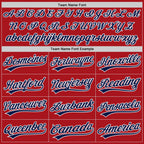 Custom White Red Pinstripe-Navy Split Ripped Pattern Baseball Pullover Sweatshirt Hoodie