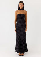 Under The Pagoda Maxi Dress - Black Polkadot