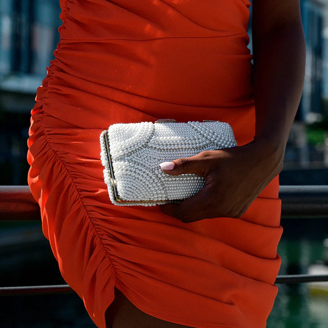 Vioraia Violeta Pearl Clutch Bag