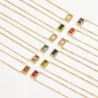 Vioraia Baguette Birthstone Necklace