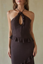 Vanita Ruffled Halter Maxi Dress