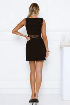 Sleek Lace Panel Bodycon Mini Dress Black