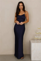The Samara Satin Maxi Dress Navy
