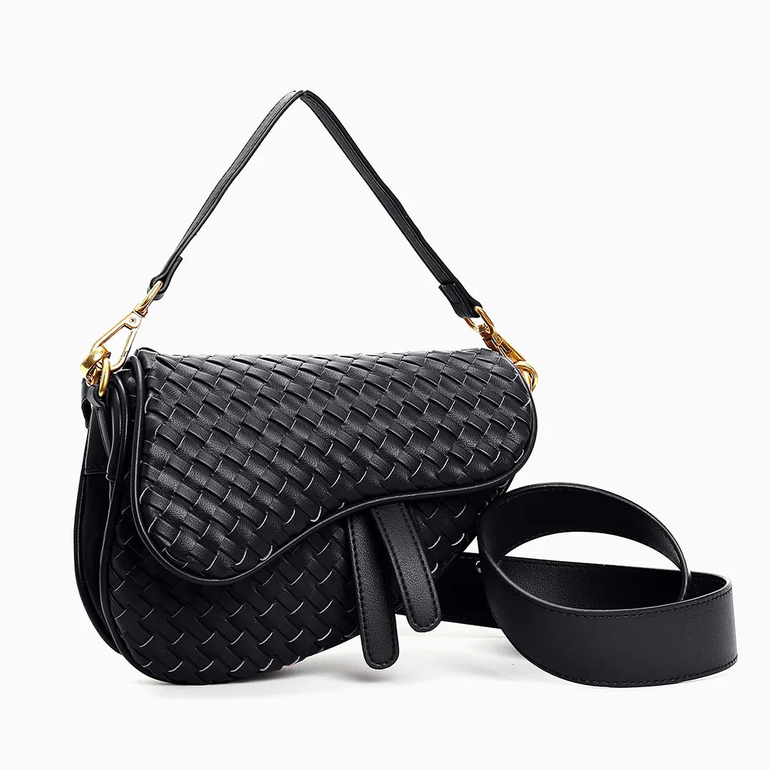 Vioraia Madelyn Woven Saddle Bag