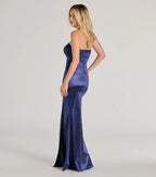 Aliyah Strapless Mermaid Satin Glitter Dress