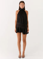 Willow Chiffon Mini Dress - Black