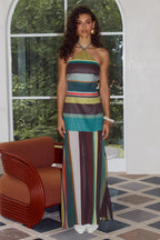 ESTELLA HALTER HIGH SLIT MAXI DRESS - ESTELLA MULTI