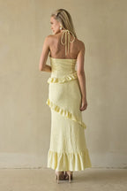 Vanita Ruffled Halter Maxi Dress
