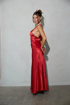 Illianna Open Back Satin Maxi Dress