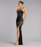 Stacie Satin Corset Wrap Formal Dress