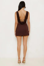 Luxe Tease Mini Dress Chocolate