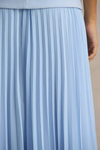 Heavenly | Powder Blue High Neck Maxi Dress With Pleated Detailing