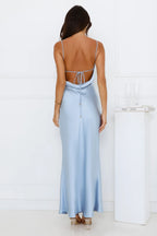 Ultimate Style Satin Maxi Dress Blue