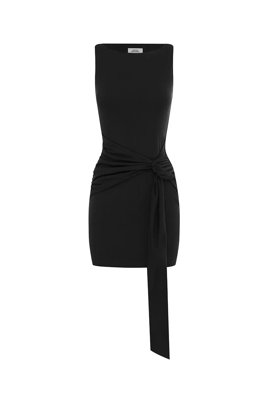 AVANNI BOAT NECK MINI DRESS - GRANITE
