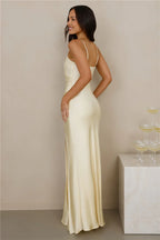 The Violetta Satin Maxi Dress Yellow