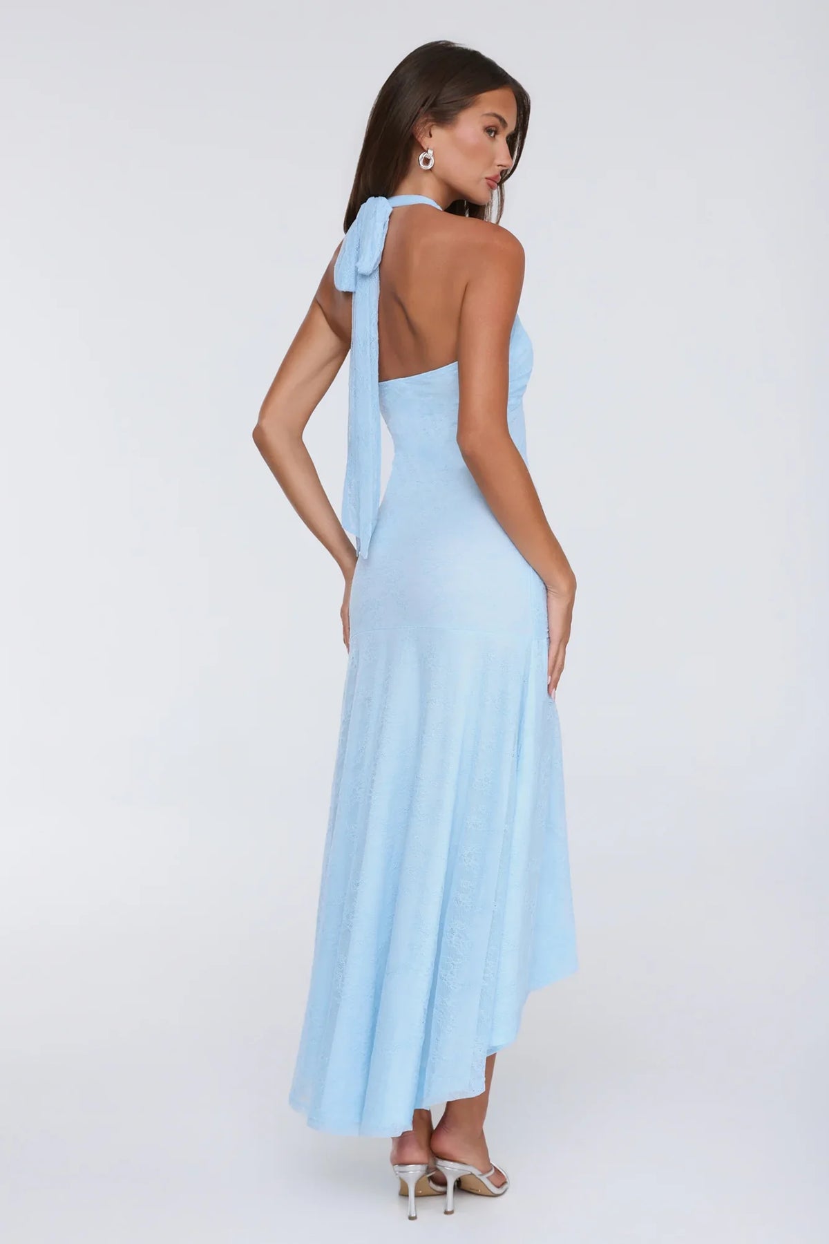 Late Night Society Lace Halter Maxi Dress Blue