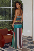 ESTELLA HALTER HIGH SLIT MAXI DRESS - ESTELLA MULTI