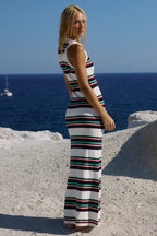 EMRYN HALTER KNIT MAXI DRESS - MULTI STRIPE